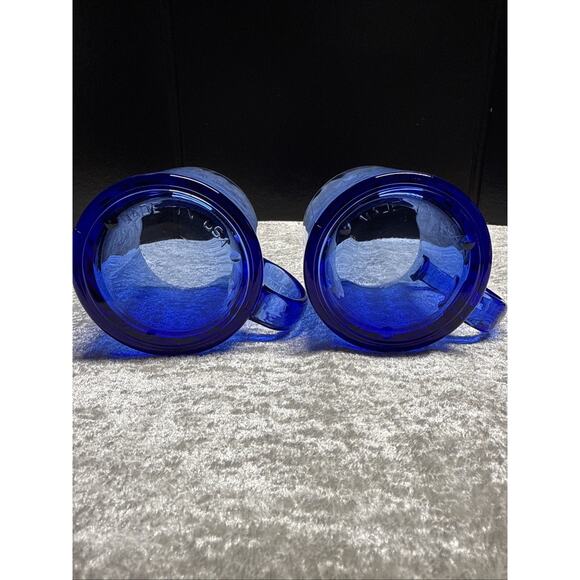 Vintage Cobalt Blue Heavy Glass Mug Coffee Teacup Made in USA set of 2 - Picture 10 of 10